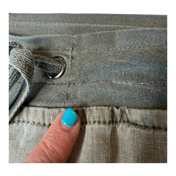 XCVI Hillside Green Linen Utility Cargo Straight Leg Drawstring Waist Pants S - Picture 10 of 12
